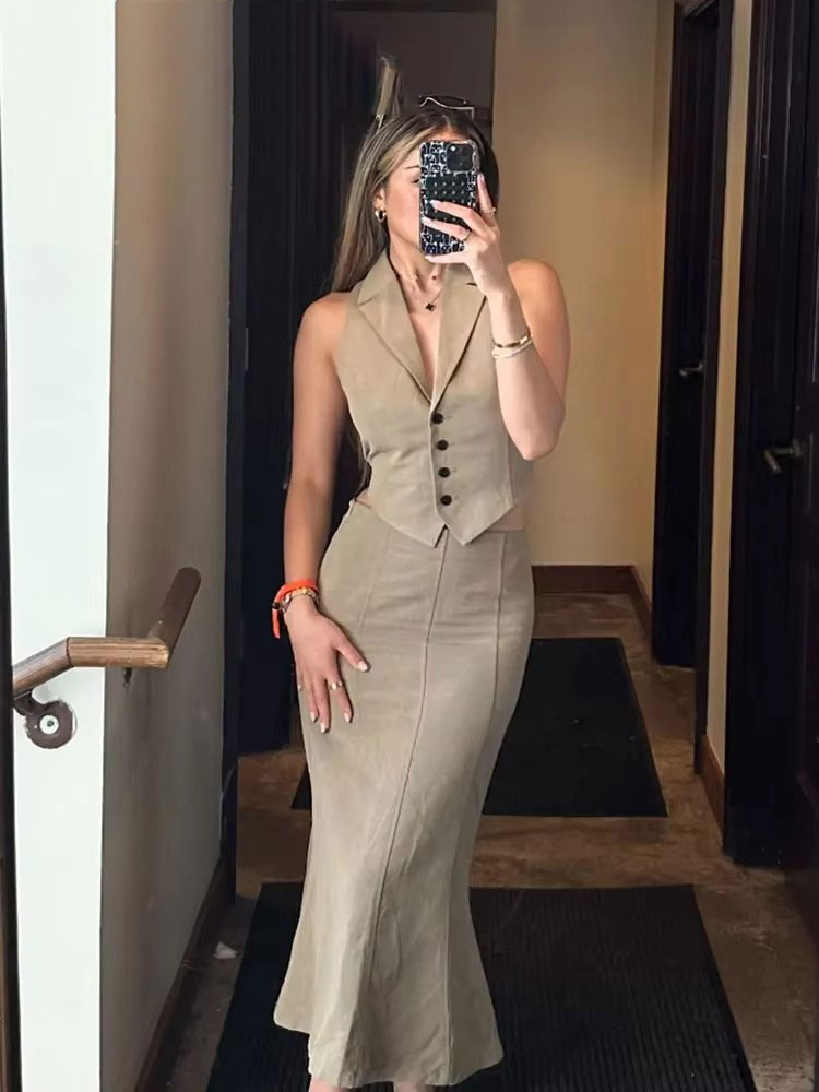 Street Fashion Vest - HH Women Solid Vest Skirt Sets