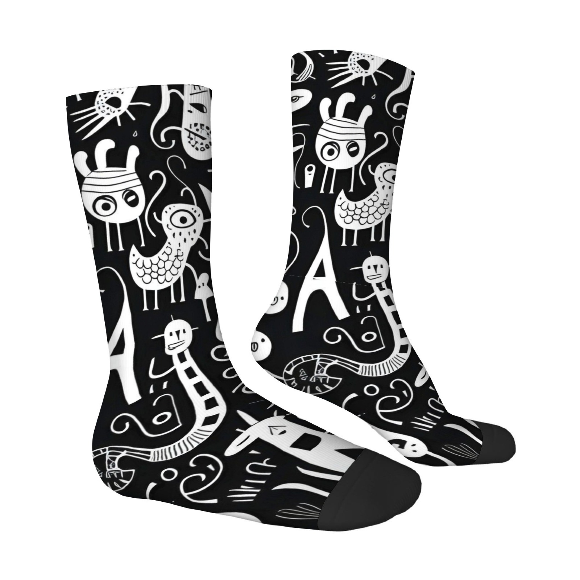 Street Fashion Youtube - Black White Graffiti Quirky Print Men's