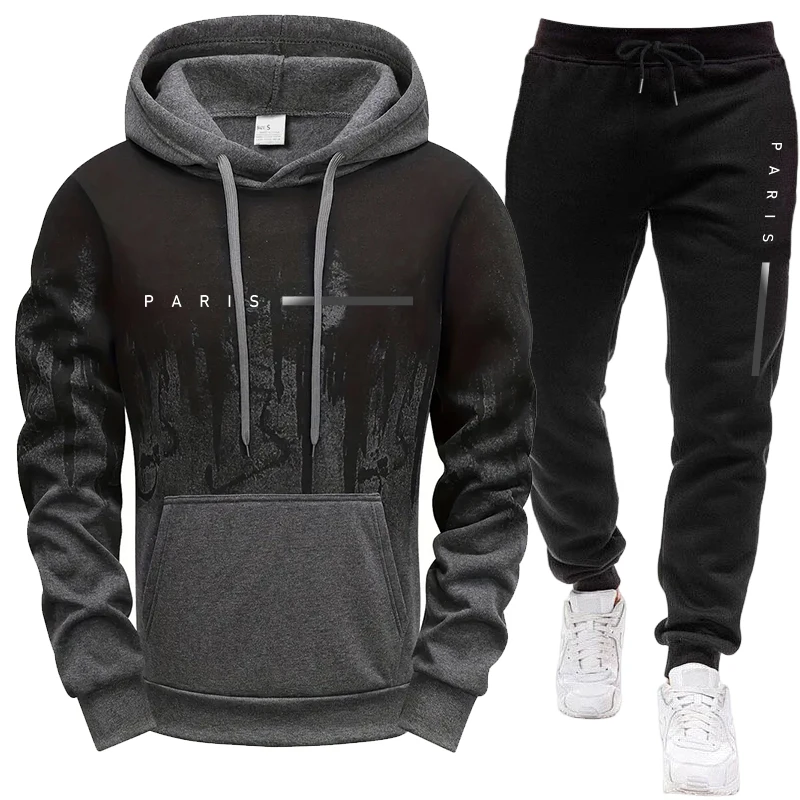 Street Fashion Hoodie - Men's Set/Hoodie/Pants Paris New in Casual