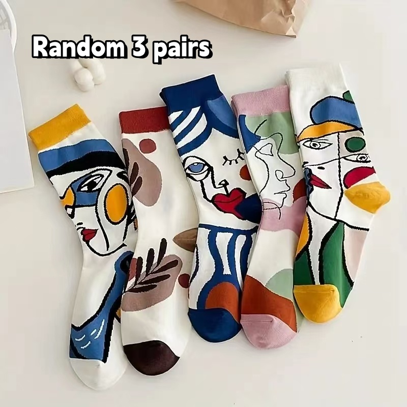 Street Fashion Youtube - Random 3 Pairs Fashion Personalized Abstract