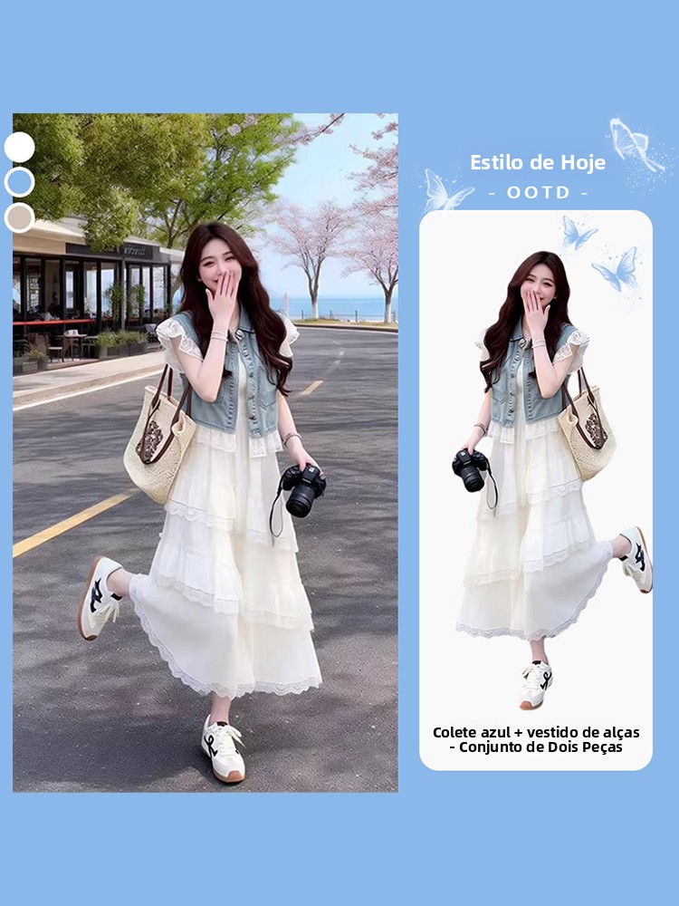 Street Fashion Vest - Summer Lace Trim Denim Vest And
