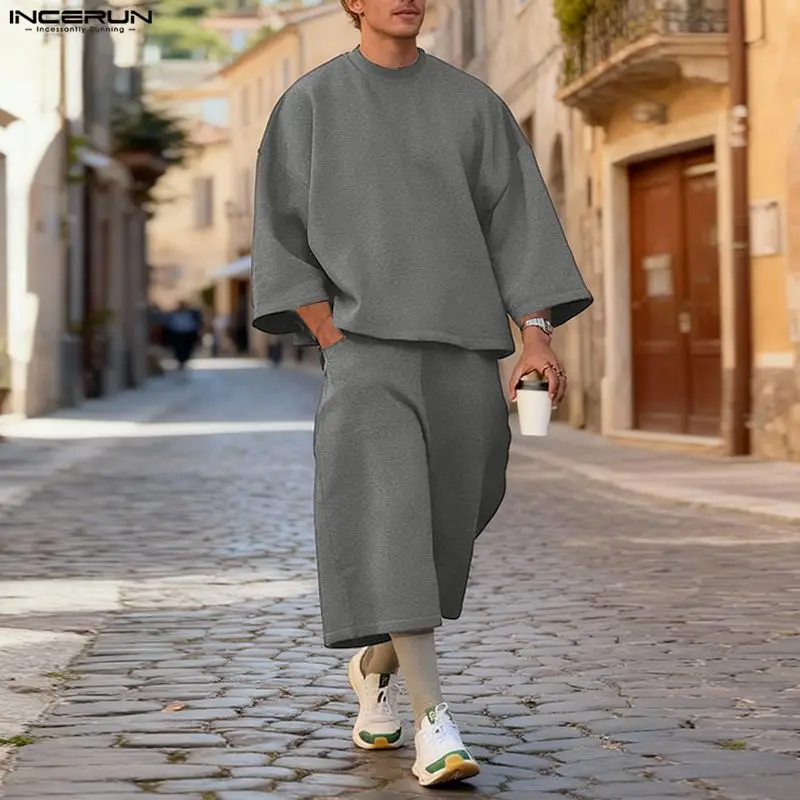 INCERUN Men Sets Solid Color B - огляд і ціна Street Fashion Hoodie