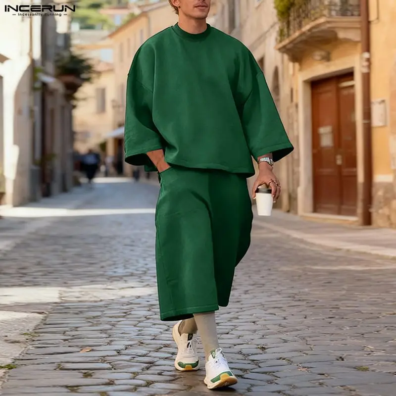 INCERUN Men Sets Solid Color B - огляд і ціна Street Fashion Hoodie