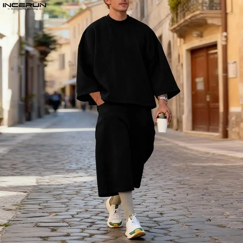 INCERUN Men Sets Solid Color B - огляд і ціна Street Fashion Hoodie