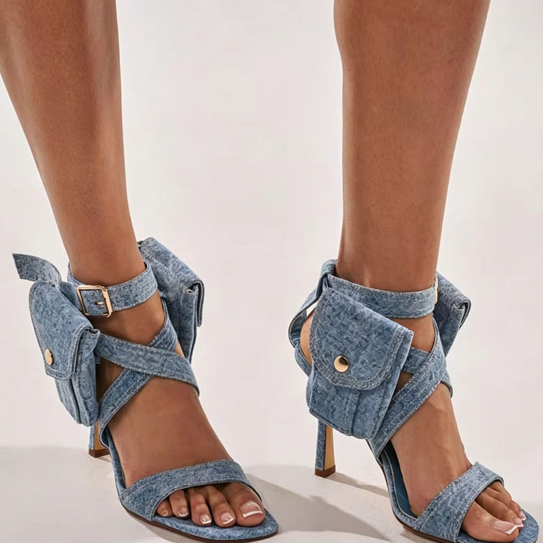 Women Blue Denim Pocket Ankle  - огляд і ціна Street Fashion Lady
