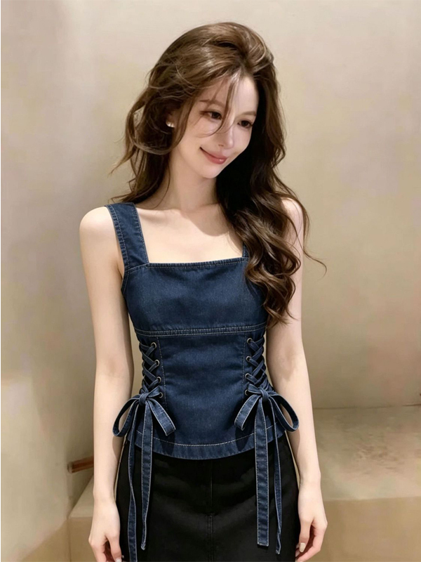 Blue Denim Strap Vest Women's  - огляд і ціна Street Fashion Vest