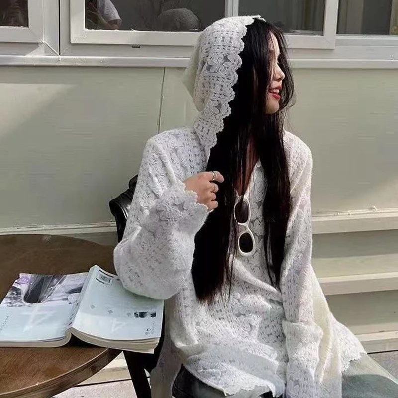 Y2K Lace Hooded Shirts Women S - огляд і ціна Street Fashion Korea