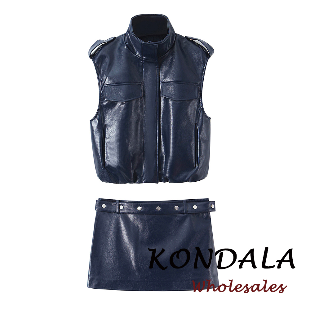 KONDALA 2026 Spring Blue PU Wo - огляд і ціна Street Fashion Vest